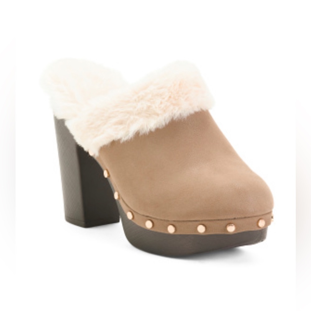 Bamboo Cozy Fur Heeled Clog